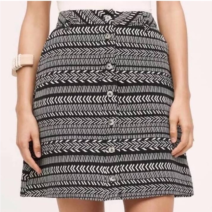 Anthropologie Black And White Patterned Skirt